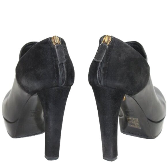 Gucci Black Leather Suede Accent Platform Stiletto Ankle Boot, Size 36.5 - Picture 8 of 11